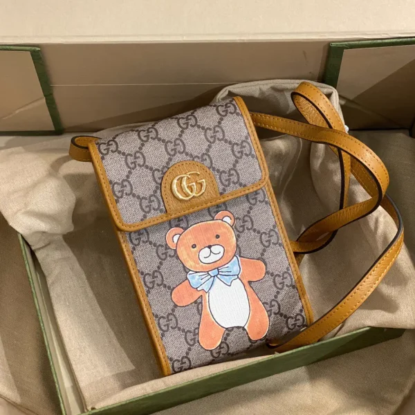 Gucci Teddy Bear Print GG Monogram Phone Crossbody Bag image 1