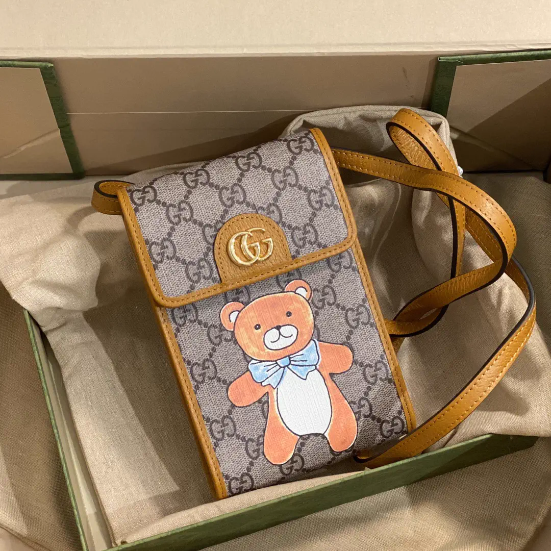 Gucci Teddy Bear Print GG Monogram Phone Crossbody Bag image 1
