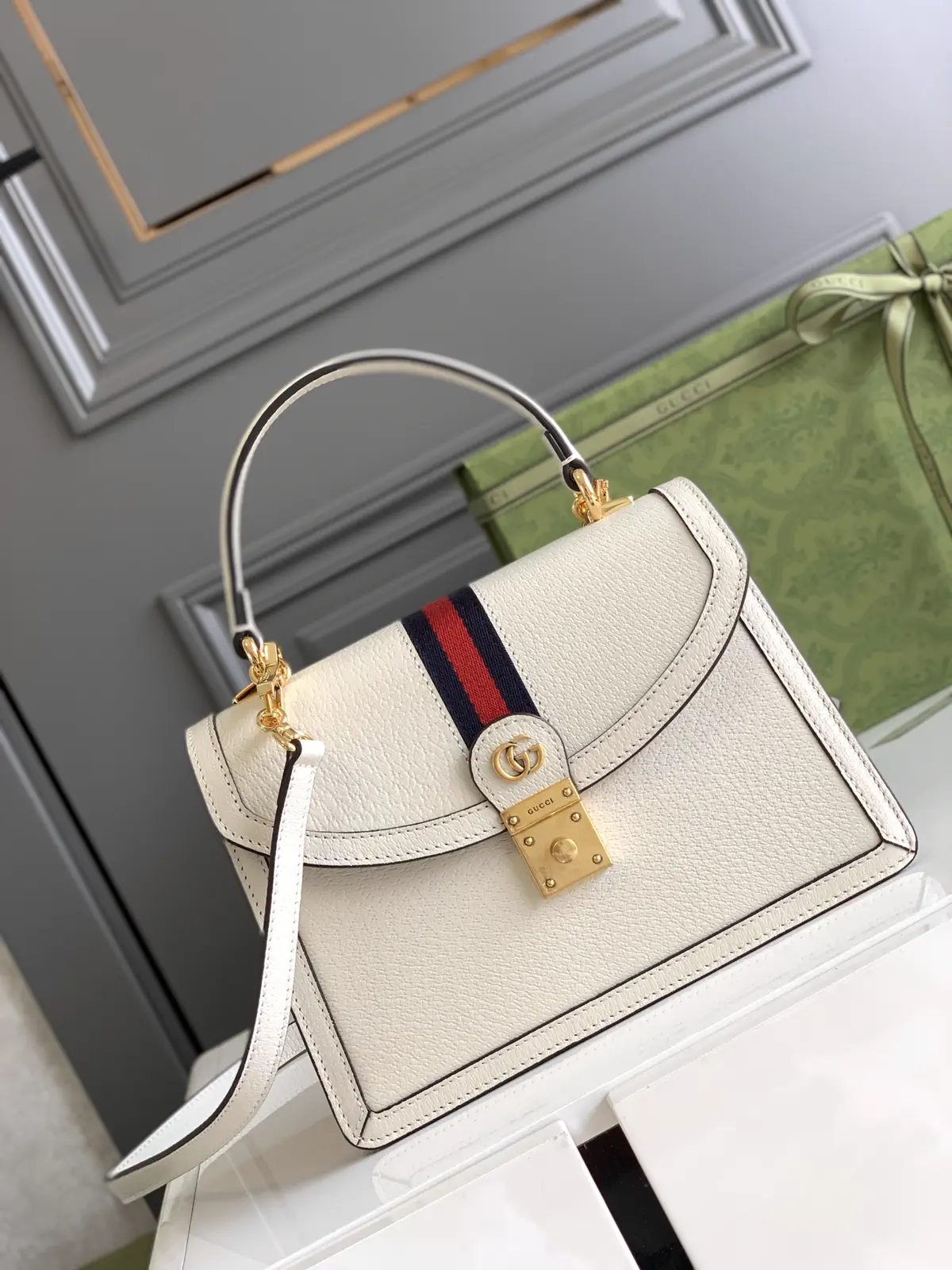 Gucci Ophidia White Top Handle Bag image 1