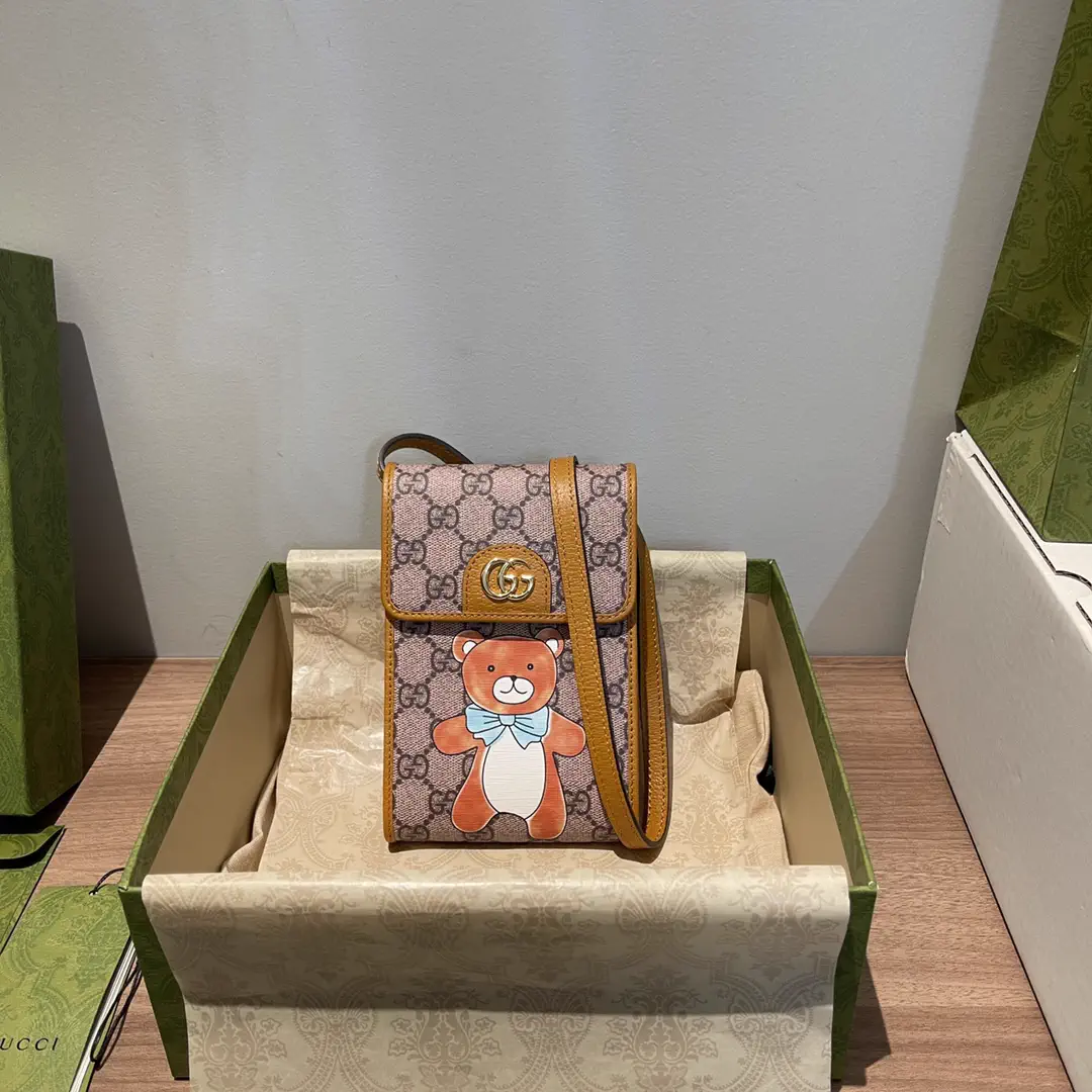 Gucci Teddy Bear Print GG Monogram Phone Crossbody Bag image 1