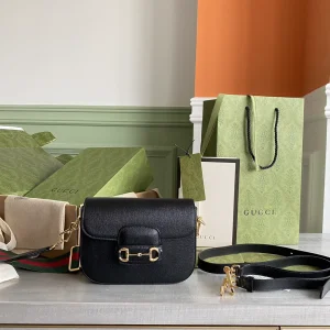 Gucci Black Saddle Bag with Horsebit Detail image 1