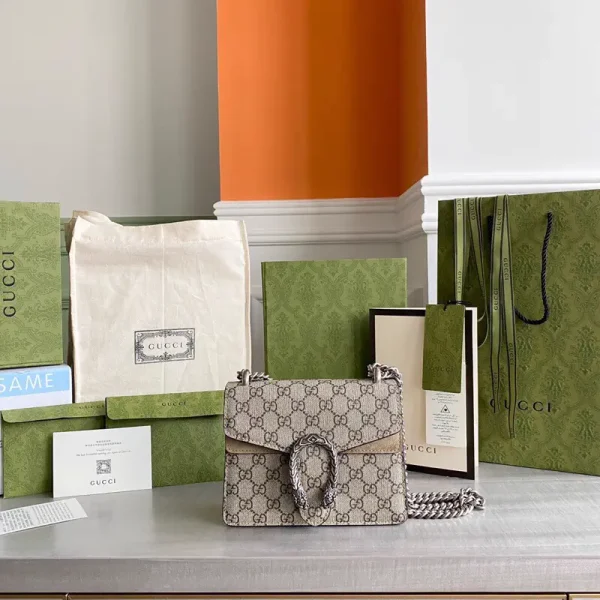 Gucci Monogram Mini Shoulder Bag with Tiger Head Clasp image 1
