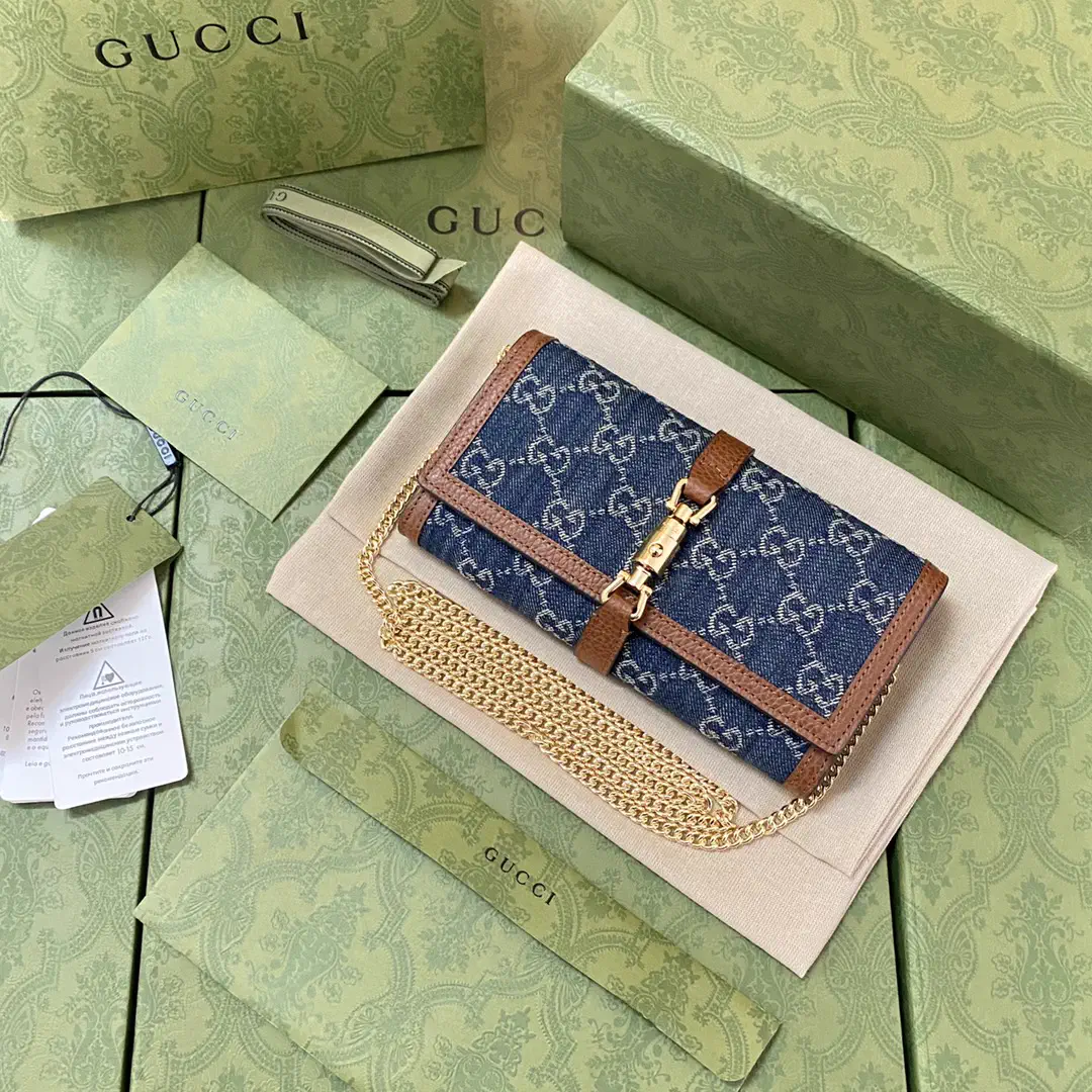 Gucci Denim Monogram Chain Bag image 1