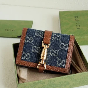 Gucci Jackie 1961 Denim Monogram Card Holder image 1