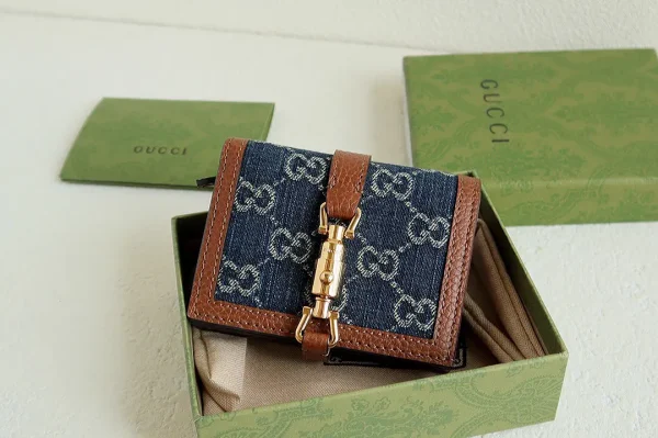 Gucci Jackie 1961 Denim Monogram Card Holder image 1