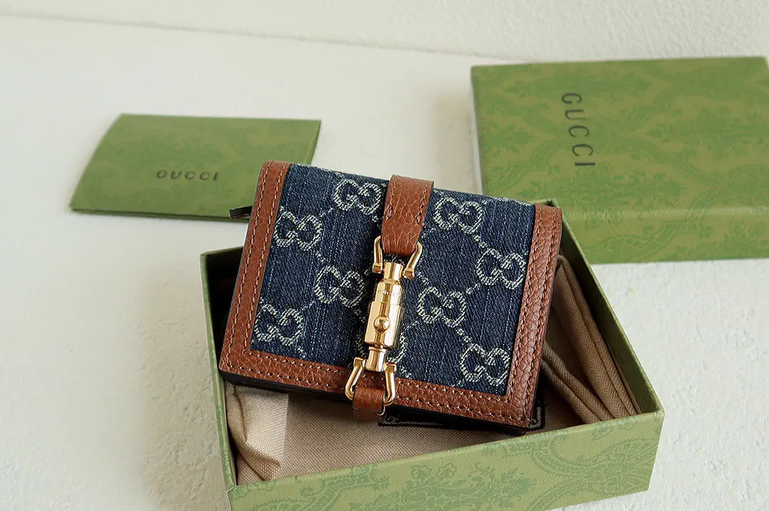 Gucci Jackie 1961 Denim Monogram Card Holder image 1