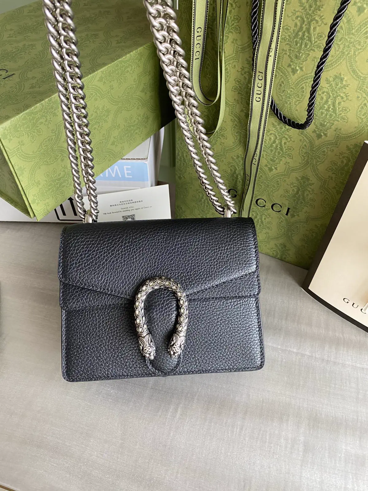 Gucci Black Leather Dionysus Shoulder Bag image 1