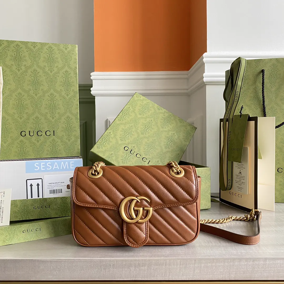 Gucci Brown Quilted Shoulder Bag image 1