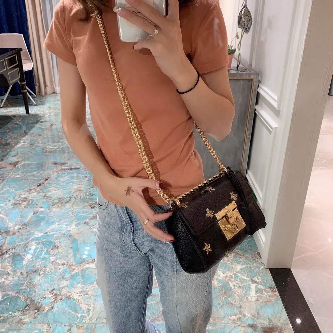 Gucci Black Bee and Star Embellished Crossbody Bag image 1