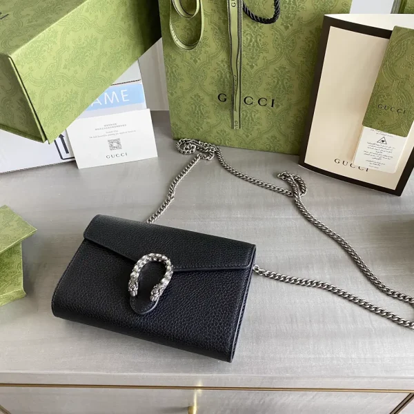 Gucci Black Leather Dionysus Chain Wallet image 1