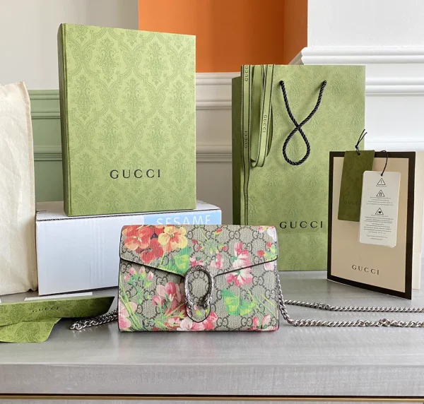 Gucci Floral Monogram Chain Wallet Bag image 1