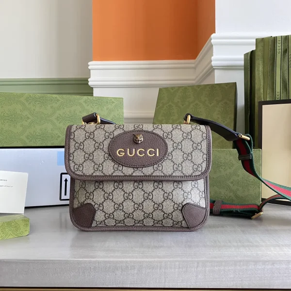 Gucci Monogram Crossbody Bag with Feline Head Detail image 1