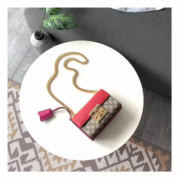 Gucci Monogram Padlock Shoulder Bag with Red Flap image 1