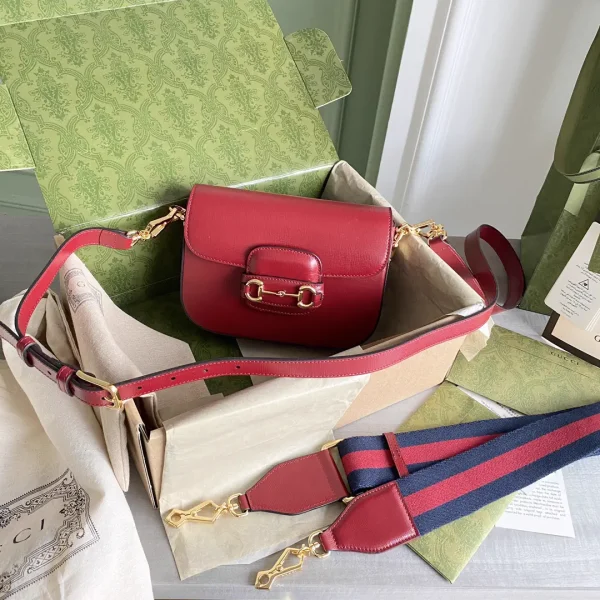 Gucci Horsebit Red Shoulder Bag with Interchangeable Straps image 1