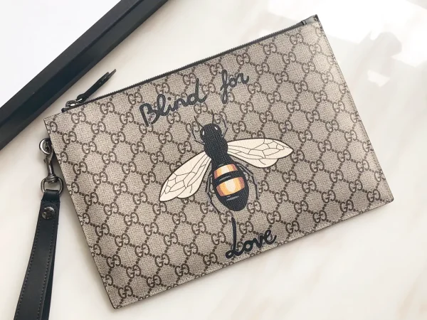 Gucci Bee Print GG Monogram Clutch image 1