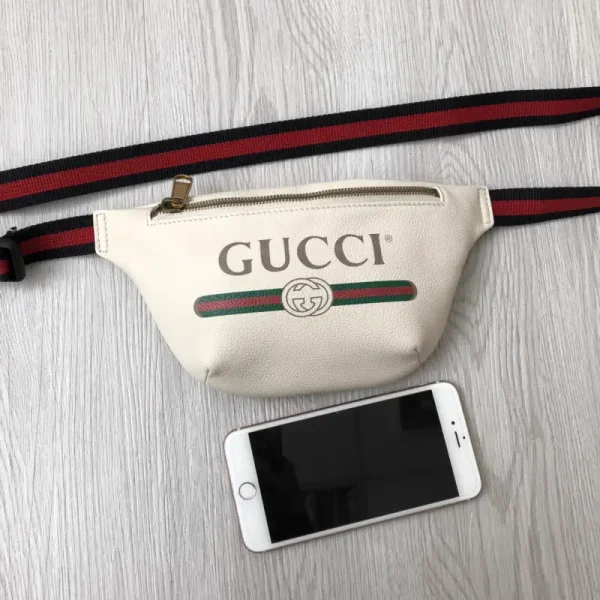 Gucci White Logo Print Belt Bag image 1