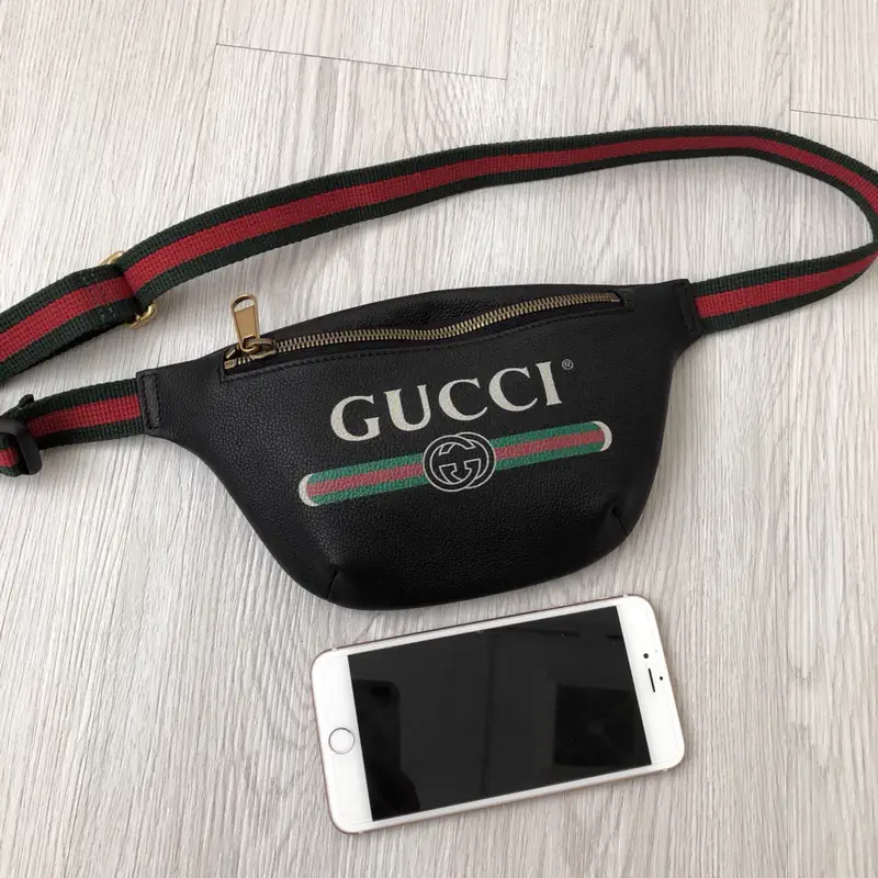 Gucci Black Logo Print Belt Bag image 1