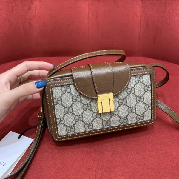 Gucci Monogram Crossbody Bag with Brown Trim image 1