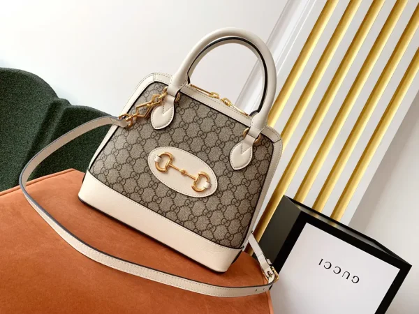 Gucci GG Monogram White Trim Top Handle Bag image 1