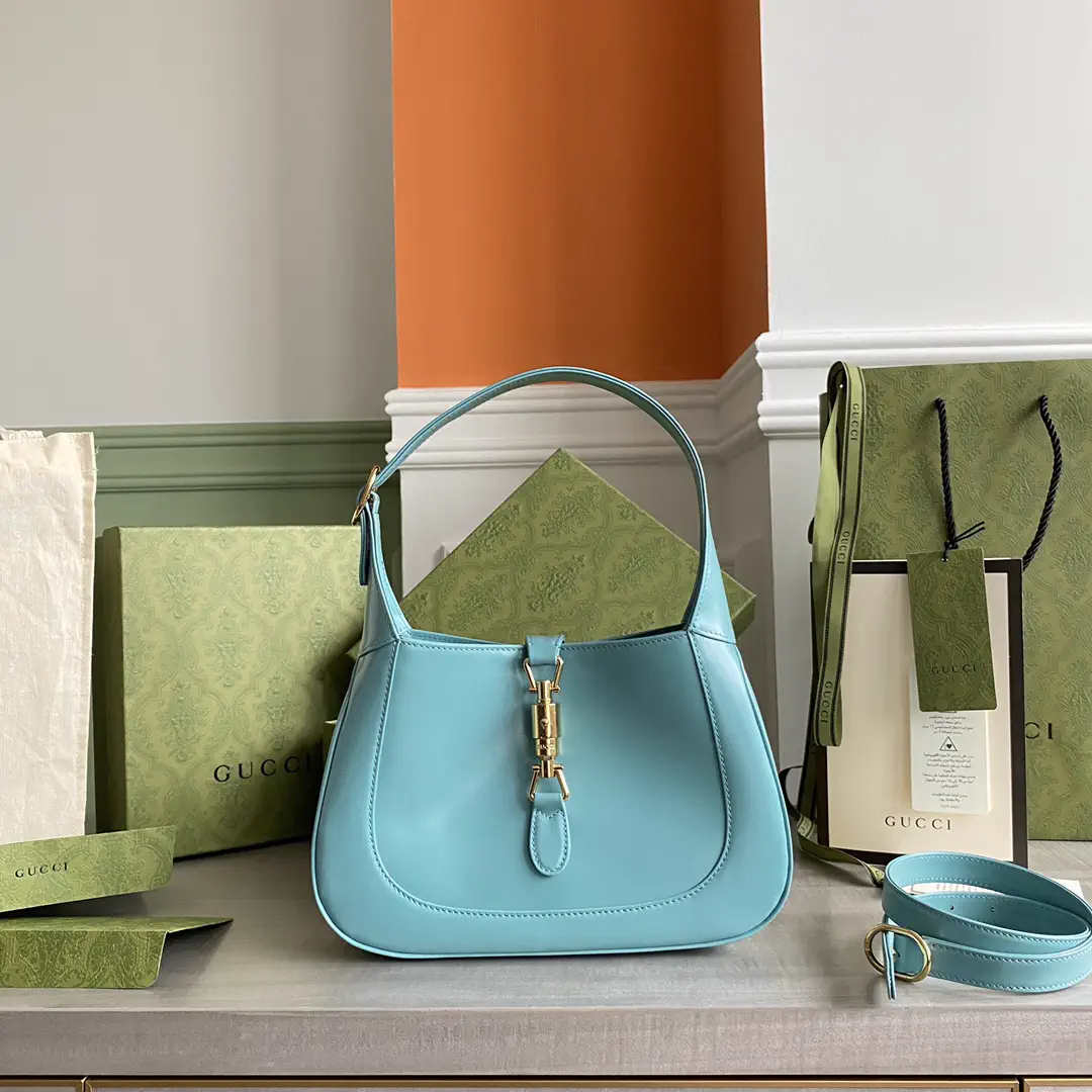 Gucci Light Blue Leather Shoulder Bag with Detachable Strap image 1