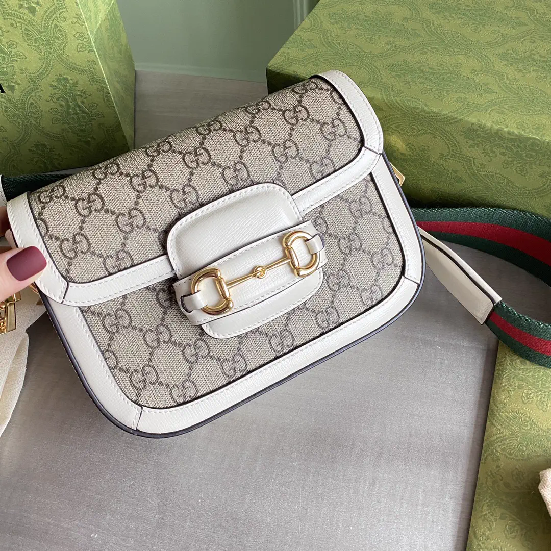 Gucci Horsebit 1955 Mini Bag with White Leather Trim image 1