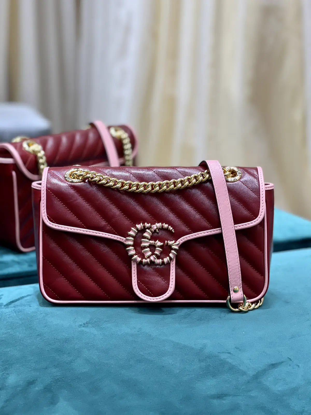 Gucci Quilted Shoulder Bag with Pink Trim image 1