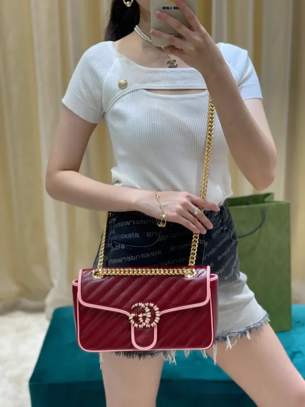 Gucci Quilted Shoulder Bag with Pink Trim image 1