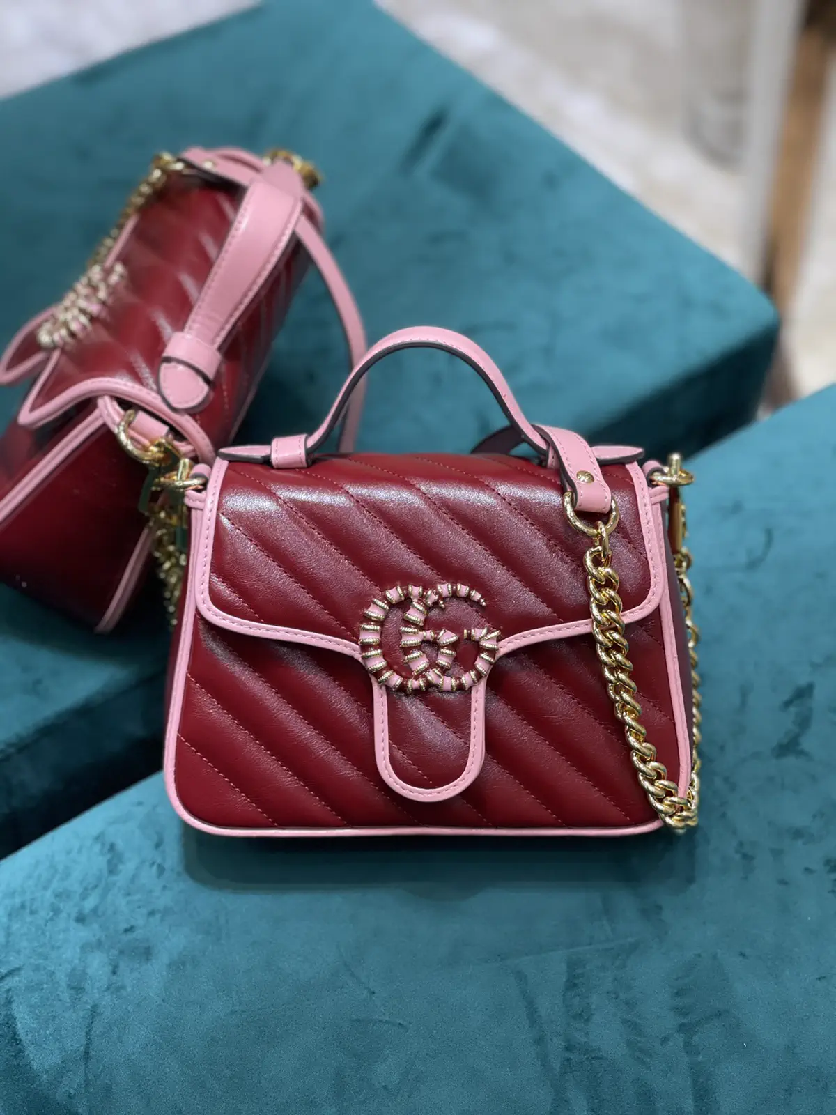 Gucci Quilted Leather Shoulder Bag with Pink Trim image 1