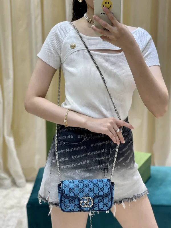 Gucci Blue Monogram Mini Crossbody Bag image 1