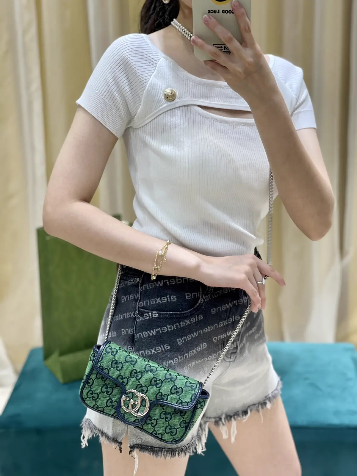 Gucci Mini Green Monogram Crossbody Bag image 1