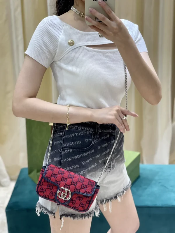Gucci Red Monogram Mini Crossbody Bag image 1