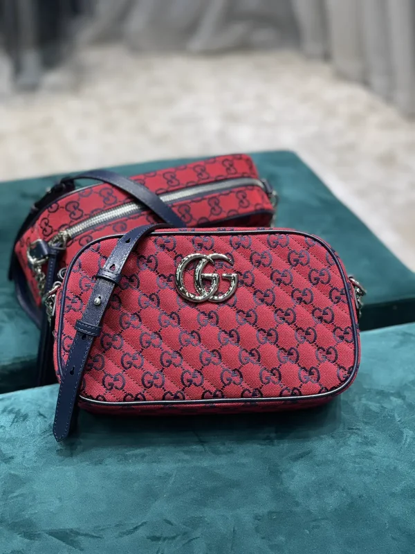 Gucci Red GG Quilted Canvas Crossbody Bag image 1