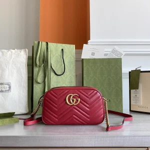 Gucci Red Quilted Leather Crossbody Bag with Double G Hardware image 1