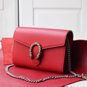 Gucci Red Leather Dionysus Mini Chain Wallet Bag image 1