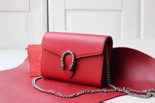 Gucci Red Leather Dionysus Mini Chain Wallet Bag image 1