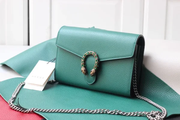 Gucci Green Leather Dionysus Mini Chain Bag image 1