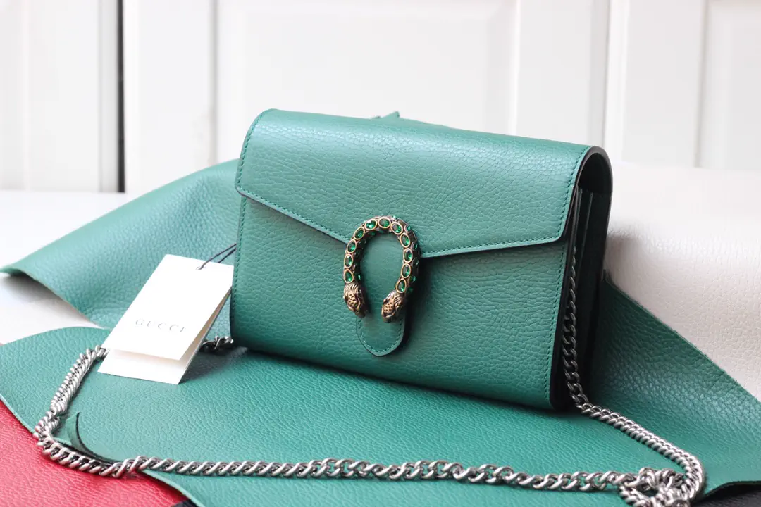 Gucci Green Leather Dionysus Mini Chain Bag image 1