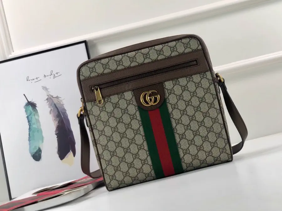 Gucci Monogram Crossbody Bag with Web Stripe image 1