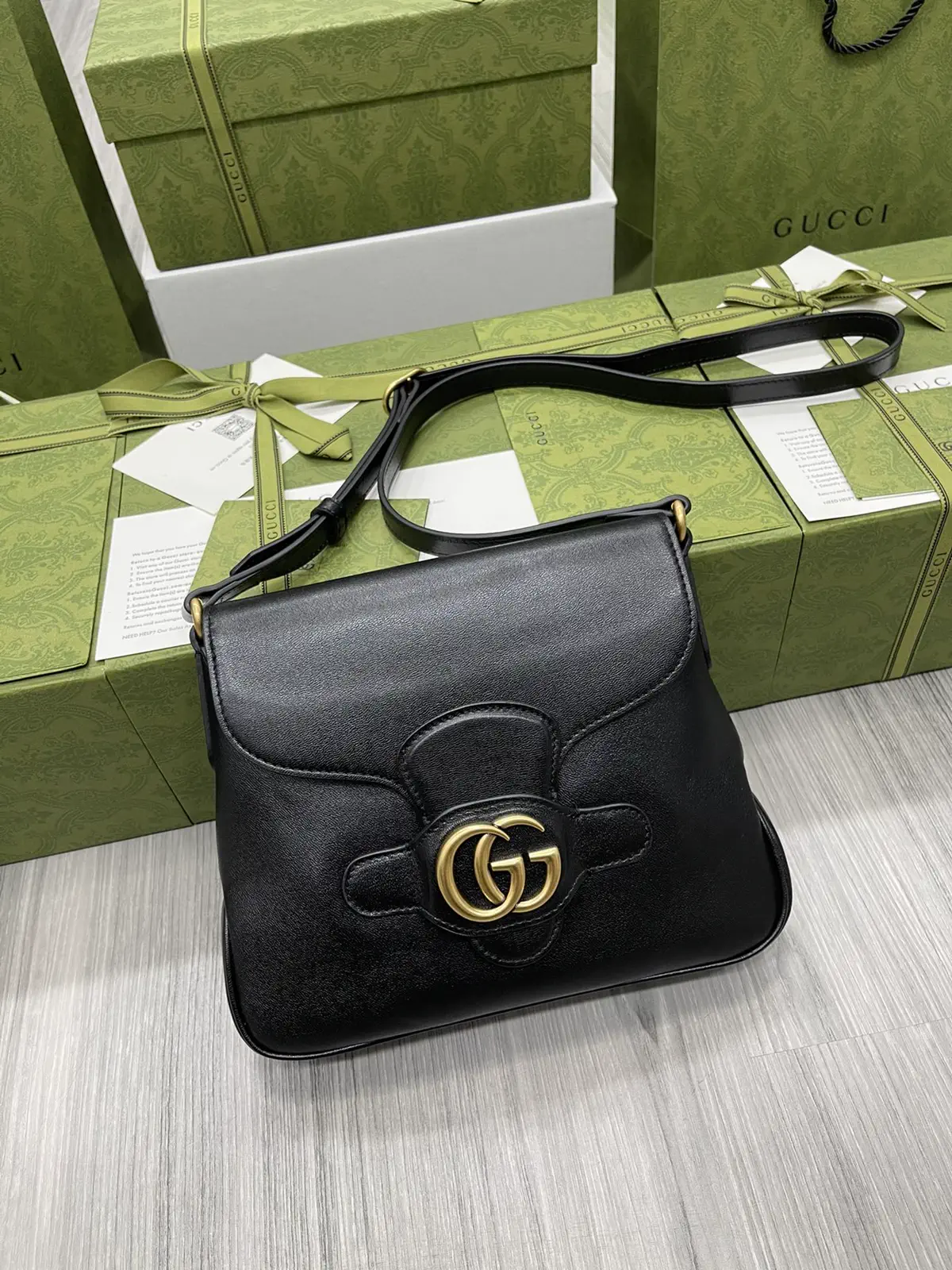 Gucci GG Marmont Black Leather Shoulder Bag image 1