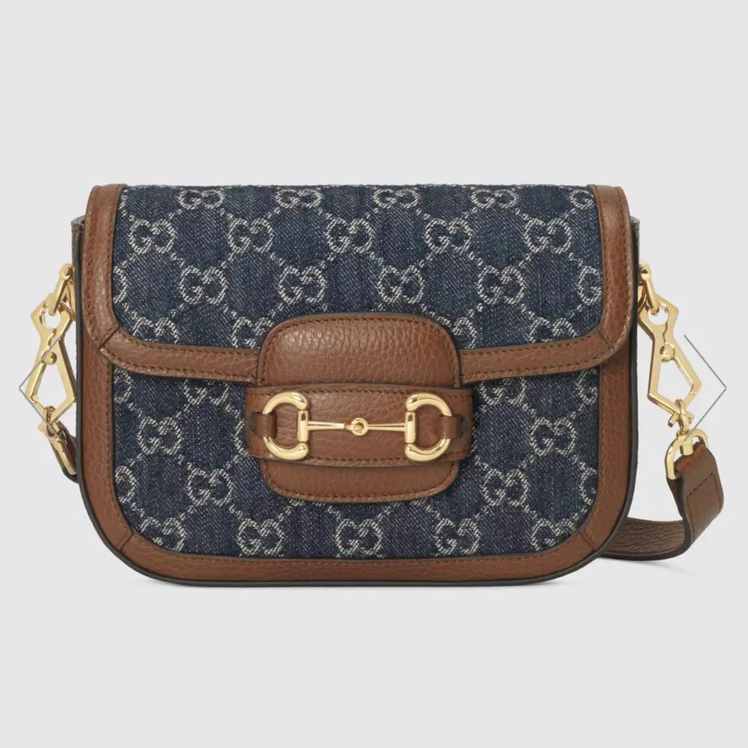 Gucci Denim Monogram Mini Saddle Crossbody Bag image 1