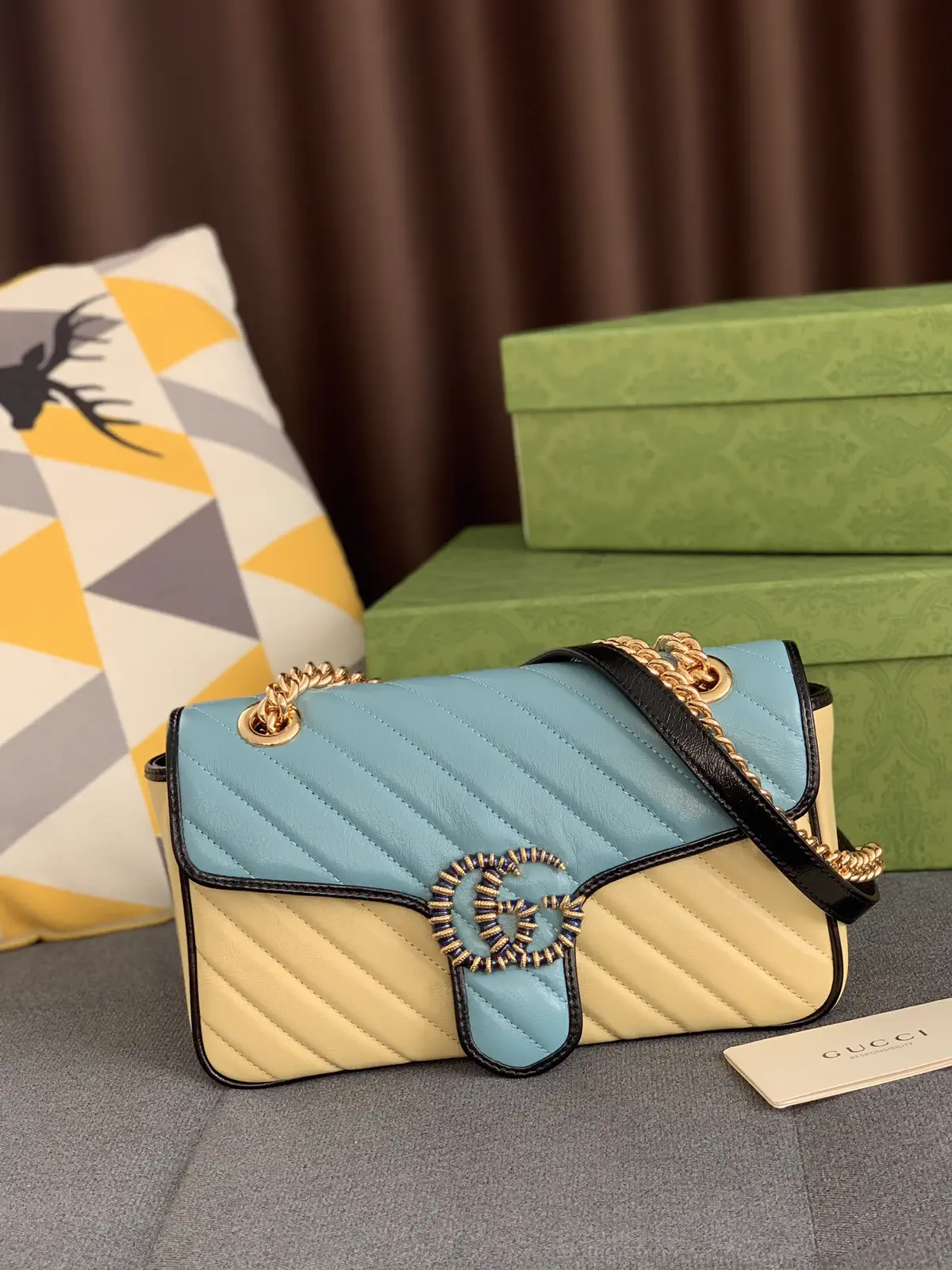 Gucci Diagonal Quilted Two-Tone Shoulder Bag image 1