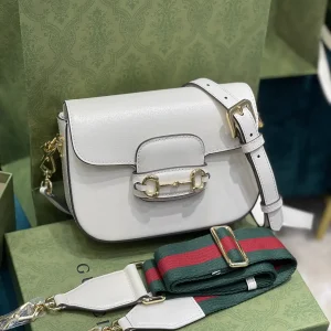 Gucci White Mini Saddle Bag with Interchangeable Straps image 1