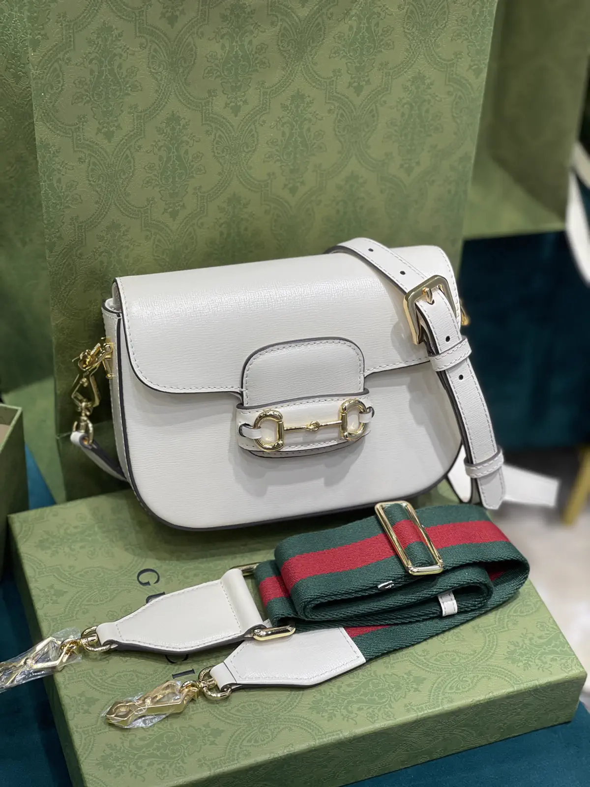 Gucci White Mini Saddle Bag with Interchangeable Straps image 1
