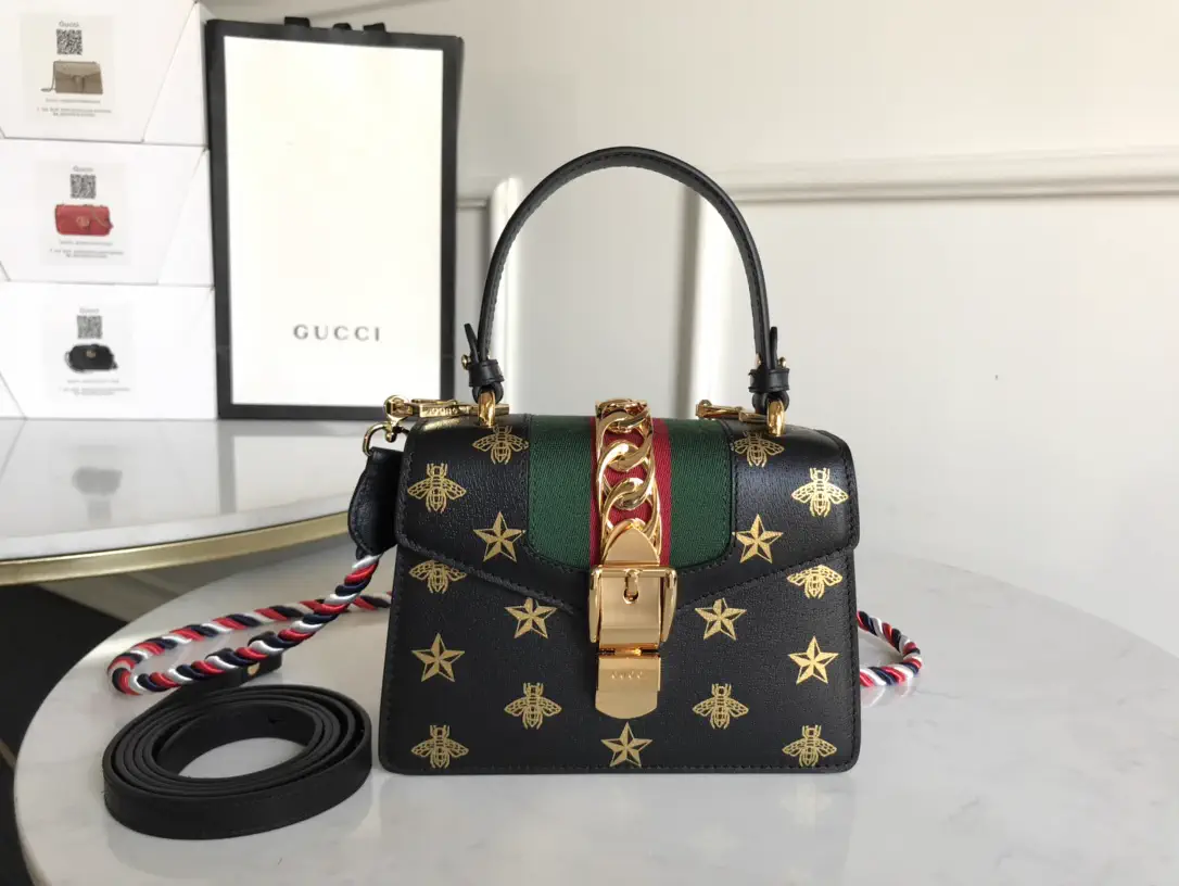 Gucci Bee and Star Print Top Handle Bag image 1