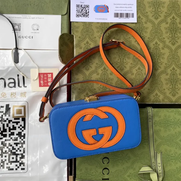 Gucci Blue Crossbody Bag with Orange Interlocking G Detail image 1