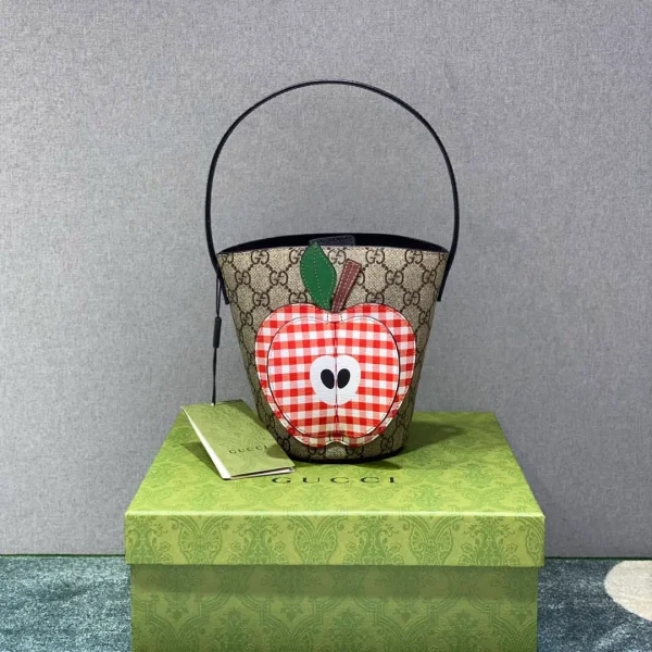 Gucci Supreme Canvas Apple Applique Bucket Bag image 1