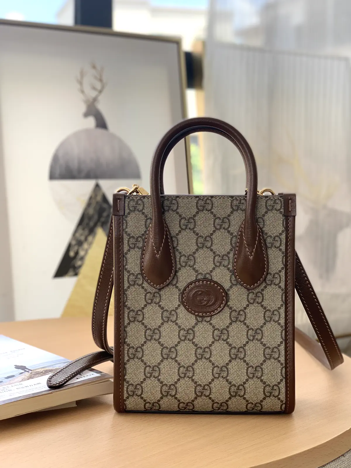 Gucci Retro Mini Tote Bag with Interlocking G Leather Tag image 1
