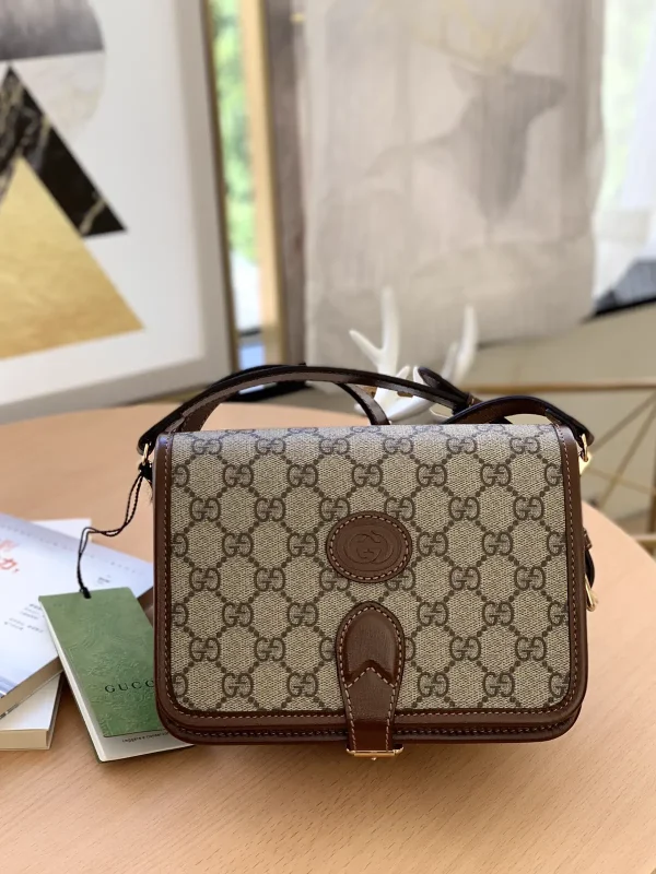 Gucci Monogram Shoulder Bag with Interlocking G Leather Tag image 1