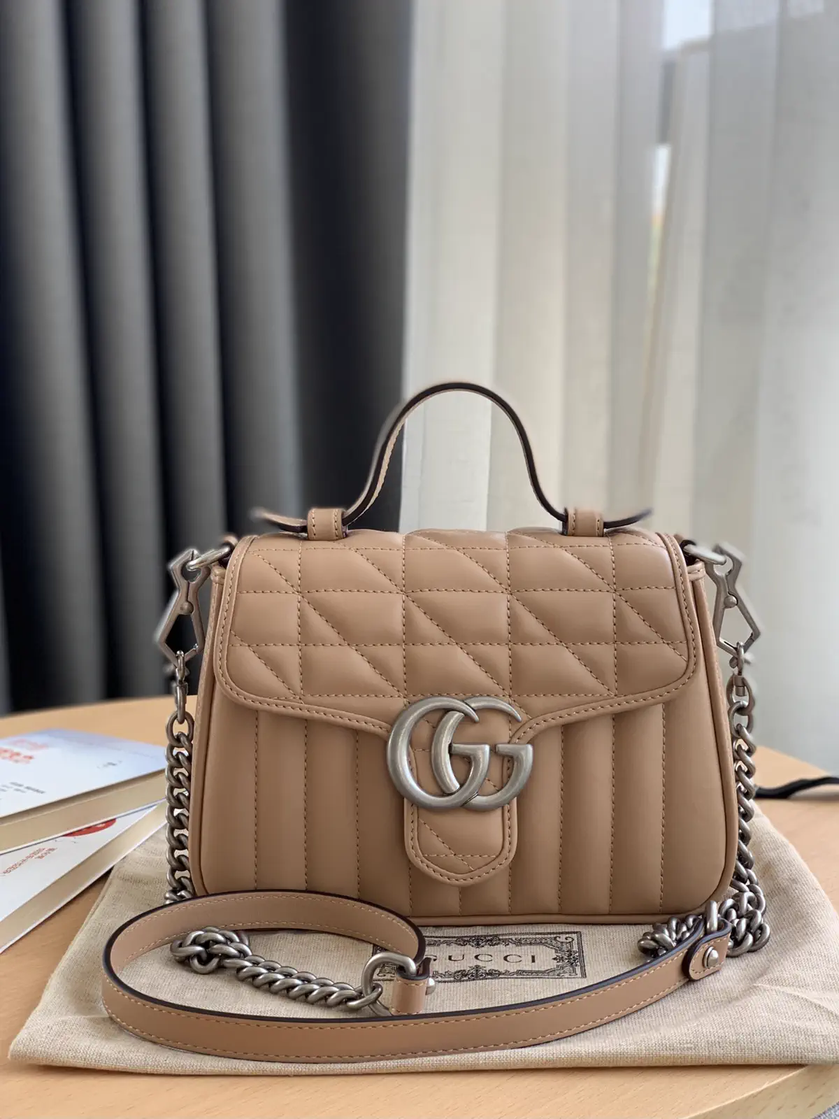 Gucci Quilted Top Handle Bag with Double G Hardware image 1