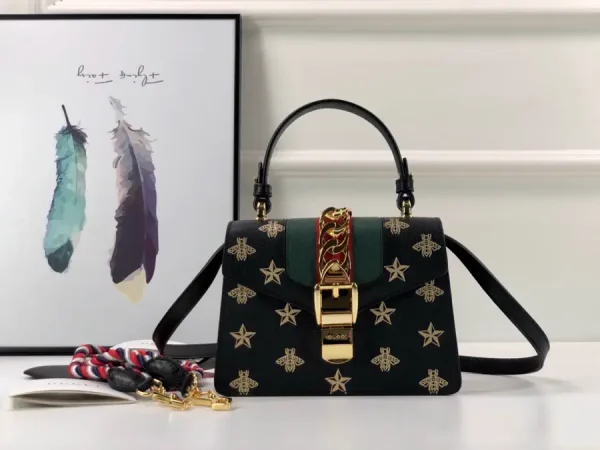 Gucci Bee and Star Print Top Handle Bag image 1